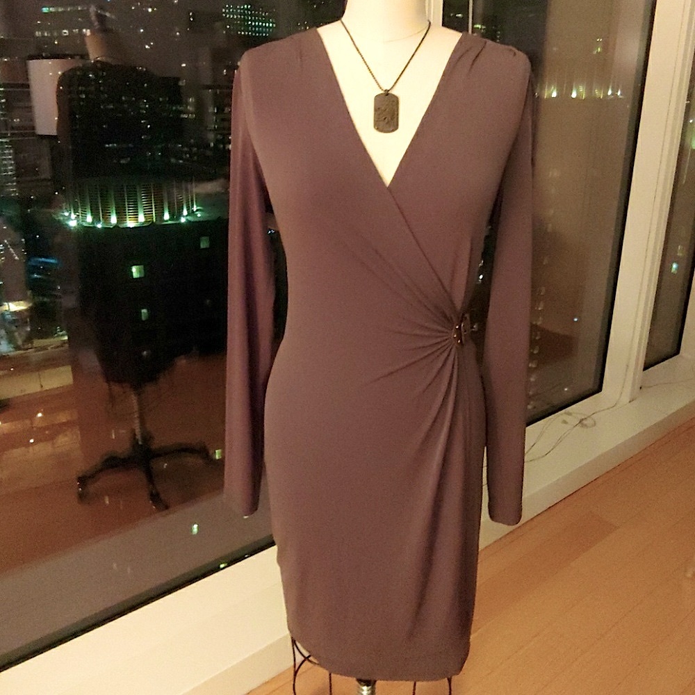 Jones New York Olive Wrap Dress w/ Buckle at Waist